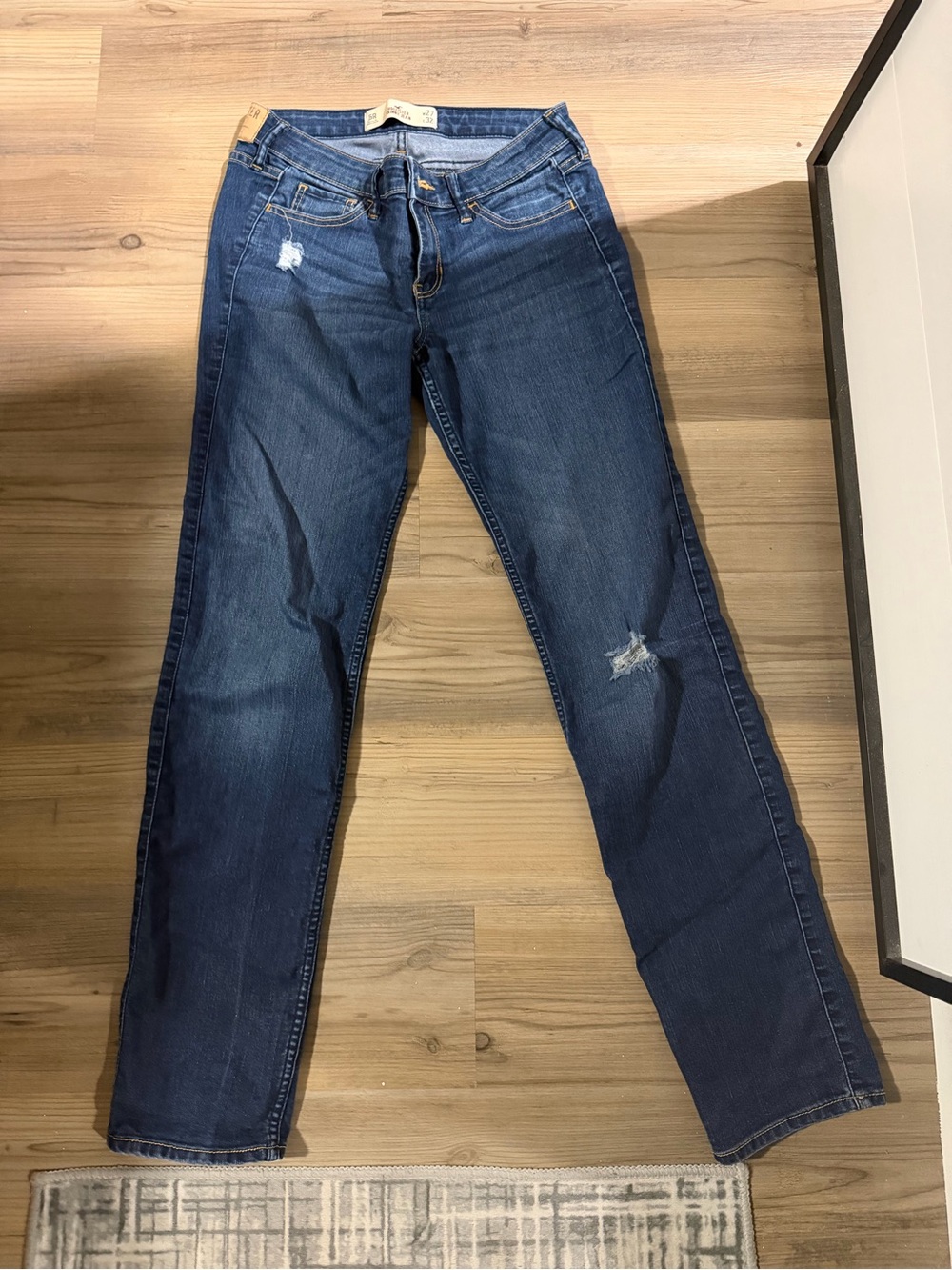 Hollister Blue Distressed Straight Leg Jeans